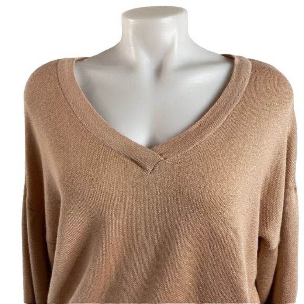 Poof! New York Oversized Mauv Crop Balloon Sleeve V=Neck Sweater Size L - Picture 3 of 12